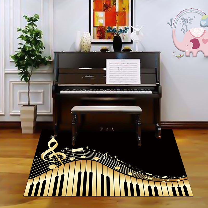 Mehrfarbiger Schlafzimmerteppich Funky Musik Gedruckter Bereichsteppich Polyester Rutschfeste Rückseite Haustierfreundlicher Teppich