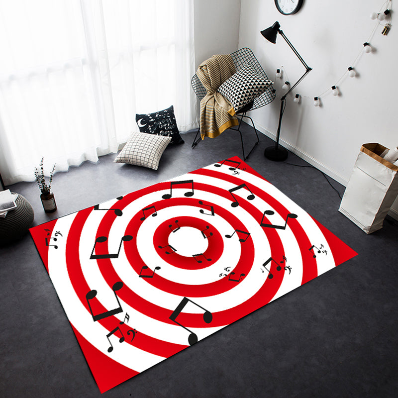 Mehrfarbiger Schlafzimmerteppich Funky Musik Gedruckter Bereichsteppich Polyester Rutschfeste Rückseite Haustierfreundlicher Teppich
