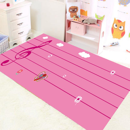 Frendorf | Multicolor Schlafzimmerteppich Funky Musik bedruckter Bereichsteppich Polyester rutschfeste Rückseite haustierfreundlicher Teppich