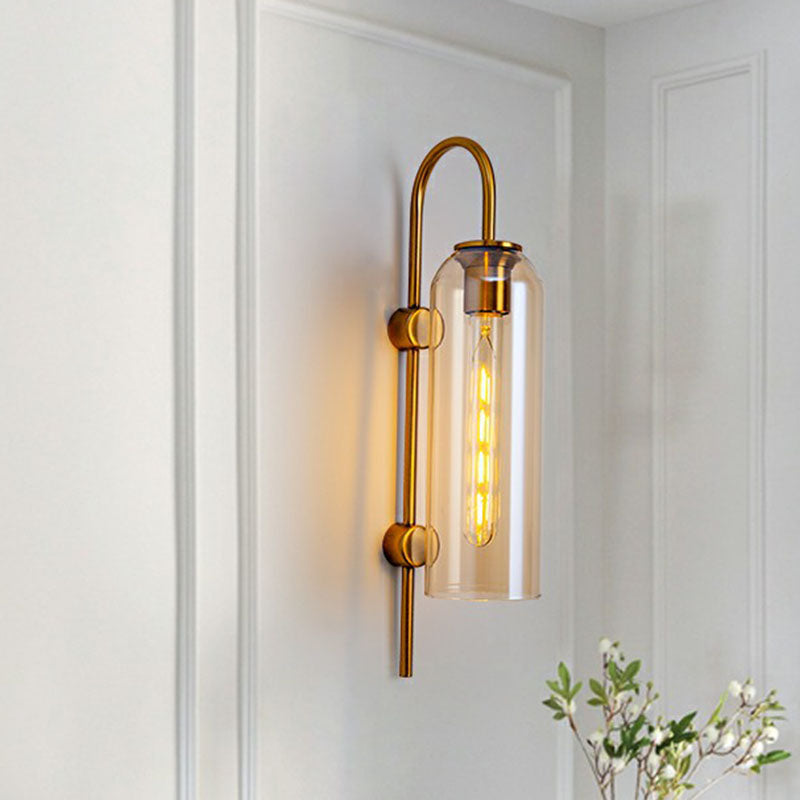 Frendorf | Verlängerte Kuppel Wand Sconce Licht Post-Moderne Glas 1-Lampe Flur Wandleuchte mit Ganshalsarm