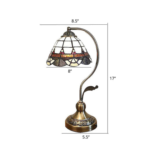 Einzel Nachttischlampe Tiffany Stil Glockenschirm Gitterglas Tischbeleuchtung für Schlafzimmer