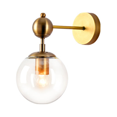 Frendorf | 1 Licht Klar/Grau/Amber Glas Wandleuchte Vintage Messing Globe Shade Wohnzimmer Beleuchtung Fixture