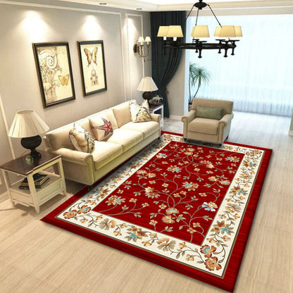 Frendorf | Multicolored living room rug Chinoiserie flower rug polypropylene machine washable stain resistant non-slip back rug