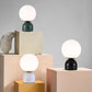 Globe Weißes Glas Nachttischlicht Nordic 1 Kopf Tischlampe mit Kuppel Marmorbasis