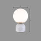 Globe Weißes Glas Nachttischlicht Nordic 1 Kopf Tischlampe mit Kuppel Marmorbasis