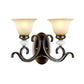Frendorf | 1/2-Licht Glocke Wandlampe Antik Stil Schwarz Frosted Glas Wandlicht mit geschwungenem Arm für Schlafzimmer