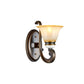 Frendorf | 1/2-Licht Glocke Wandlampe Antik Stil Schwarz Frosted Glas Wandlicht mit geschwungenem Arm für Schlafzimmer