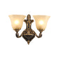 Frendorf | 1/2-licht wandlamp vintage porch wand scone met geflaird matglas in brons