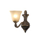 Frendorf | 1/2-licht wandlamp vintage porch wand scone met geflaird matglas in brons