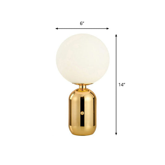 Kapsel Basis Nachttischlampe Postmodern Metall 1 Glühbirne Kinderzimmer Nachttischlampe mit Orb Weißglasschirm