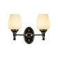 Frendorf | 1/2-Birnen Wandmontageleuchte mit Kegel Weiße Glas Shade Traditionelle Wohnzimmer Wandlampe in Schwarz
