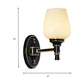 Frendorf | 1/2-Birnen Wandmontageleuchte mit Kegel Weiße Glas Shade Traditionelle Wohnzimmer Wandlampe in Schwarz