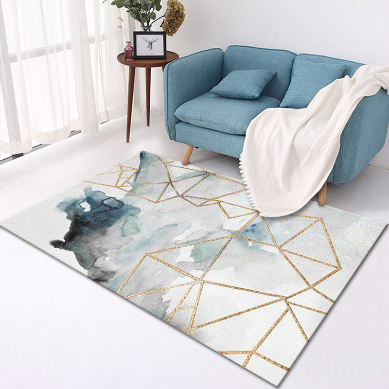 Frendorf | Mehrfarbig Moderner Teppich Polyester Geometrisches Muster Teppich Waschbar Fleckenresistent Rutschfester Teppich für großes Zimmer