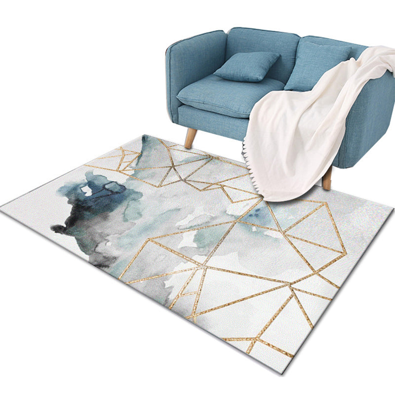 Frendorf | Mehrfarbig Moderner Teppich Polyester Geometrisches Muster Teppich Waschbar Fleckenresistent Rutschfester Teppich für großes Zimmer