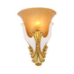 Frendorf | 1 Licht Ribbelglas Wandlamp Vintage Wit/Gele Belvormige Nachtkastlamp, 9.5"/13" Breed