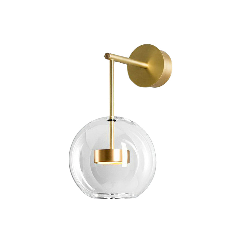 Frendorf | Messing Trommel Wandmontage Lampe Einfachheit Metall LED Wandleuchte mit Klarglas-Globusschirm
