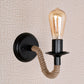 Frendorf | Einzelne gebogene Arm Wandlampe rustikales Braun Seil Wandleuchte Beleuchtung mit freiliegendem Glühbirnen-Design
