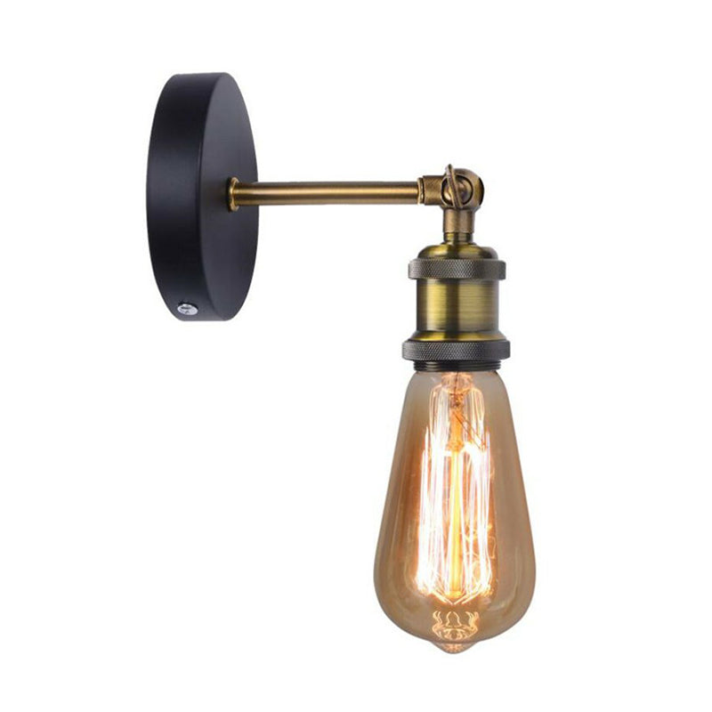 Frendorf | Antiek Messing Naakte Gloeilamp Basis Wandlamp Industriële Metaal 1 Hoofd Garage Wandlamp met Draaibare Arm