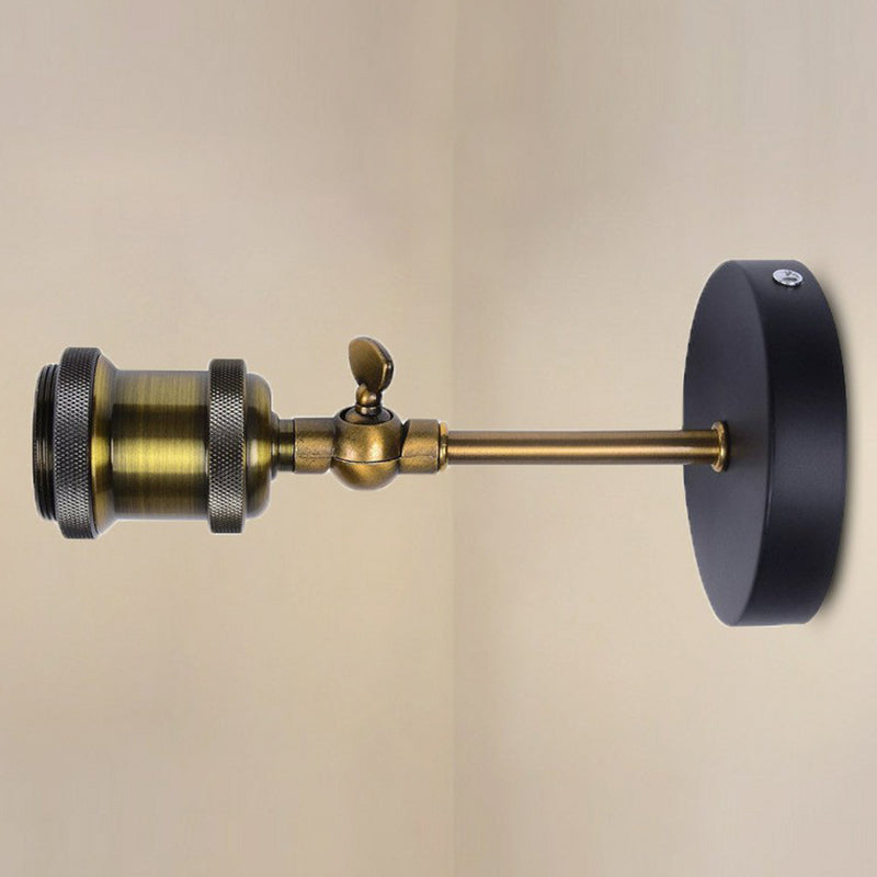 Frendorf | Antiek Messing Naakte Gloeilamp Basis Wandlamp Industriële Metaal 1 Hoofd Garage Wandlamp met Draaibare Arm