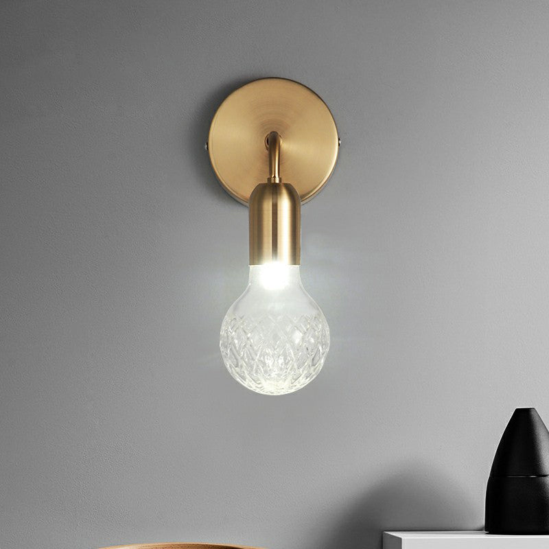 Frendorf | Industriestijl Gloeilampvormige Wandlamp Enkele Ruit Glas Wandlamp Fixture in Messing