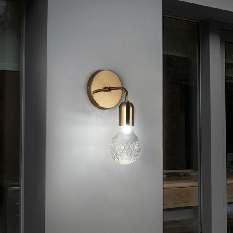 Frendorf | Industriestijl Gloeilampvormige Wandlamp Enkele Ruit Glas Wandlamp Fixture in Messing