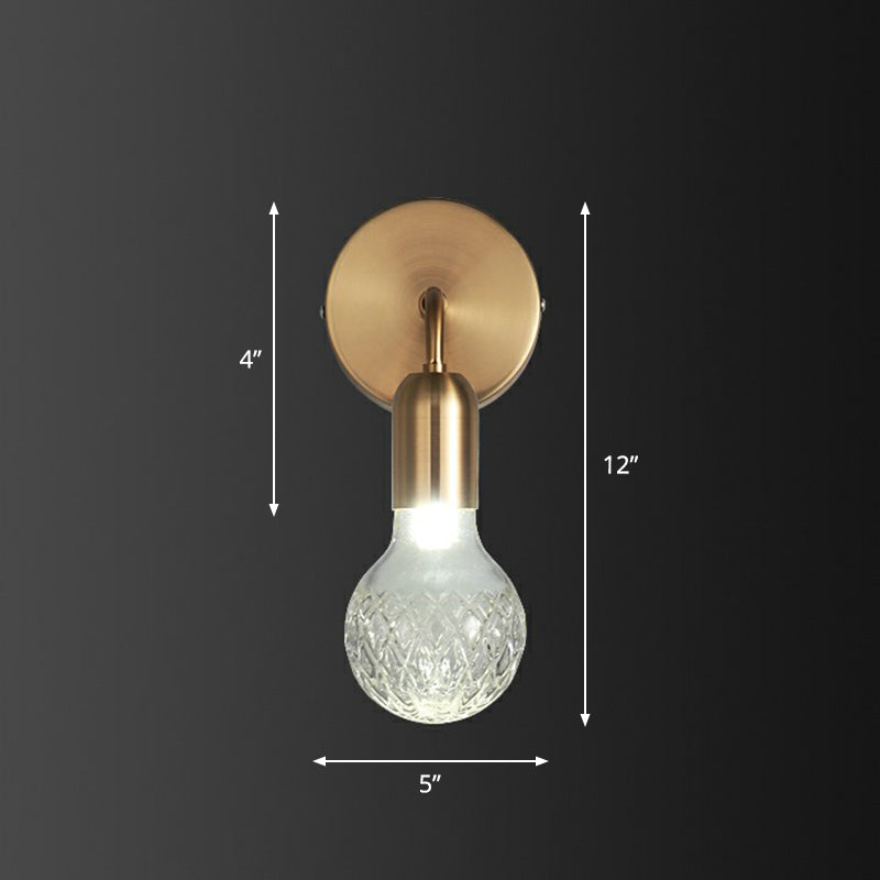Frendorf | Industriestijl Gloeilampvormige Wandlamp Enkele Ruit Glas Wandlamp Fixture in Messing