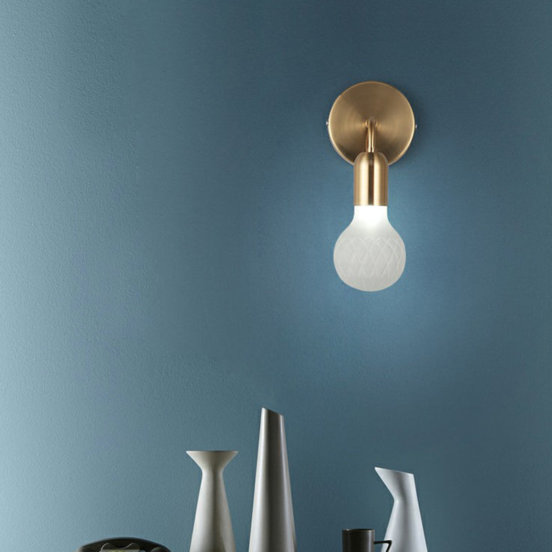 Frendorf | Industriestijl Gloeilampvormige Wandlamp Enkele Ruit Glas Wandlamp Fixture in Messing