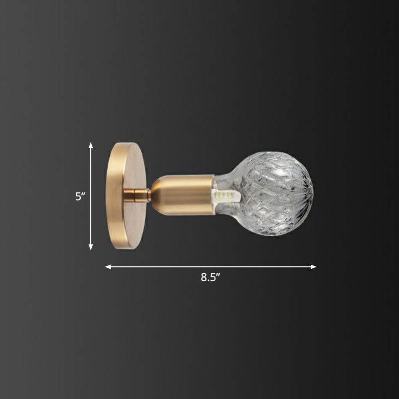 Frendorf | Industriestijl Gloeilampvormige Wandlamp Enkele Ruit Glas Wandlamp Fixture in Messing