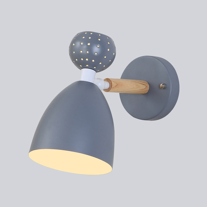 Frendorf | Geometrische Wandmontierte Leseleuchte Macaron Metall 1-Licht Wandleuchte Beleuchtung mit Holzdekor