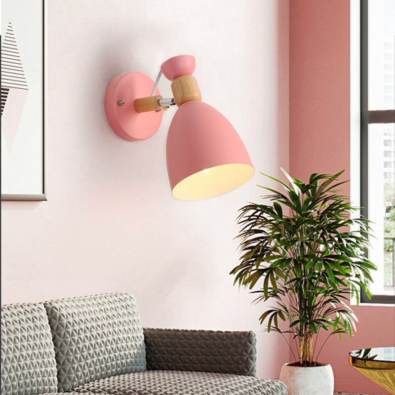 Frendorf | Geometrische Wandmontierte Leseleuchte Macaron Metall 1-Licht Wandleuchte Beleuchtung mit Holzdekor