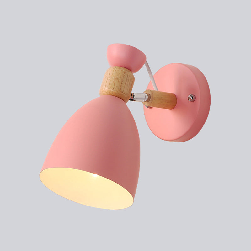 Frendorf | Geometrische Wandmontierte Leseleuchte Macaron Metall 1-Licht Wandleuchte Beleuchtung mit Holzdekor