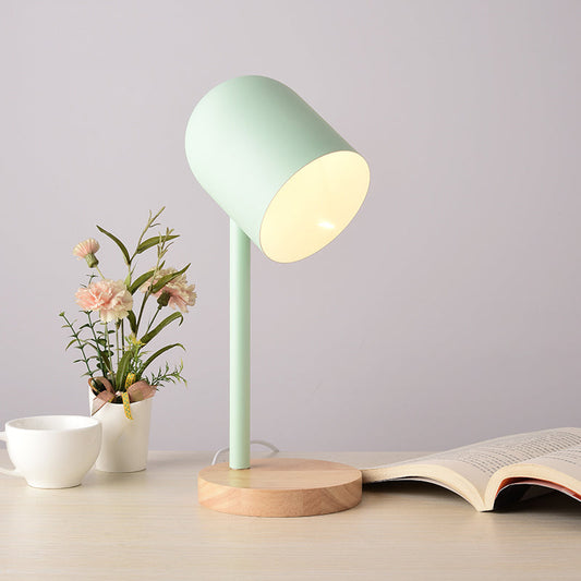 Macaron Erweitertes Kuppel Nachttisch Licht Metall 1 Kopf Schlafzimmer Tischlampe mit Holzfuß