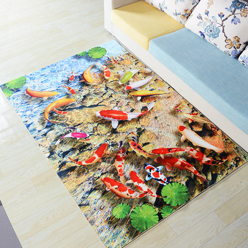 Neuheit Wohnzimmer Teppich Mehrfarbig Floral Print Innen Teppich Polyster Rutschfeste Rückseite Waschbarer Bereich Teppich