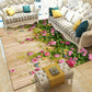 Neuheit Wohnzimmer Teppich Mehrfarbig Floral Print Innen Teppich Polyster Rutschfeste Rückseite Waschbarer Bereich Teppich