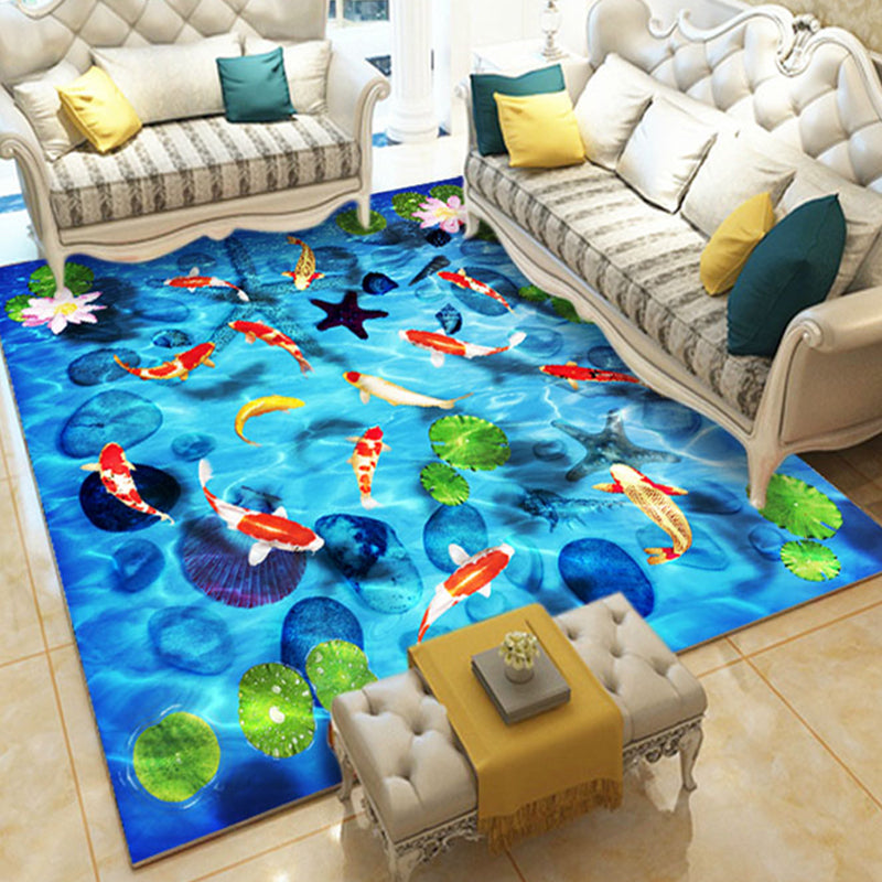 Neuheit Wohnzimmer Teppich Mehrfarbig Floral Print Innen Teppich Polyster Rutschfeste Rückseite Waschbarer Bereich Teppich