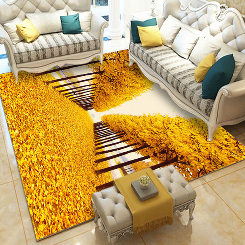 Neuheit Wohnzimmer Teppich Mehrfarbig Floral Print Innen Teppich Polyster Rutschfeste Rückseite Waschbarer Bereich Teppich
