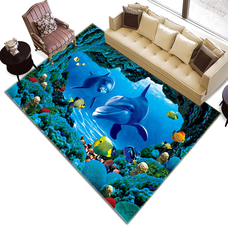 Neuheit Wohnzimmer Teppich Mehrfarbig Floral Print Innen Teppich Polyster Rutschfeste Rückseite Waschbarer Bereich Teppich