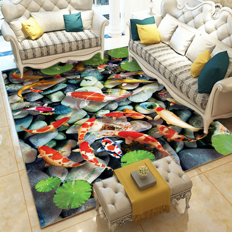 Neuheit Wohnzimmer Teppich Mehrfarbig Floral Print Innen Teppich Polyster Rutschfeste Rückseite Waschbarer Bereich Teppich