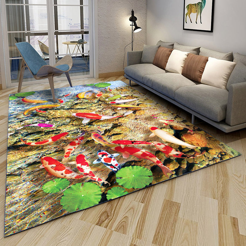 Neuheit Wohnzimmer Teppich Mehrfarbig Floral Print Innen Teppich Polyster Rutschfeste Rückseite Waschbarer Bereich Teppich