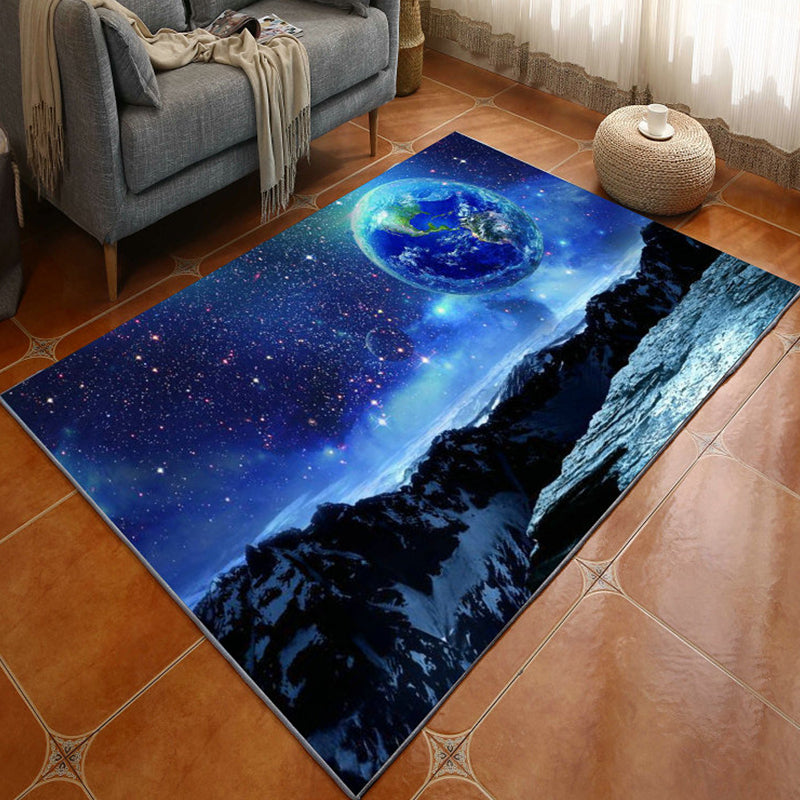Neuheit Space Printed Teppich Mehrfarbiger Baumwollmischung Innenraum Teppich Pflegeleicht Haustierfreundlich Waschbarer Bereichsteppich für Raum