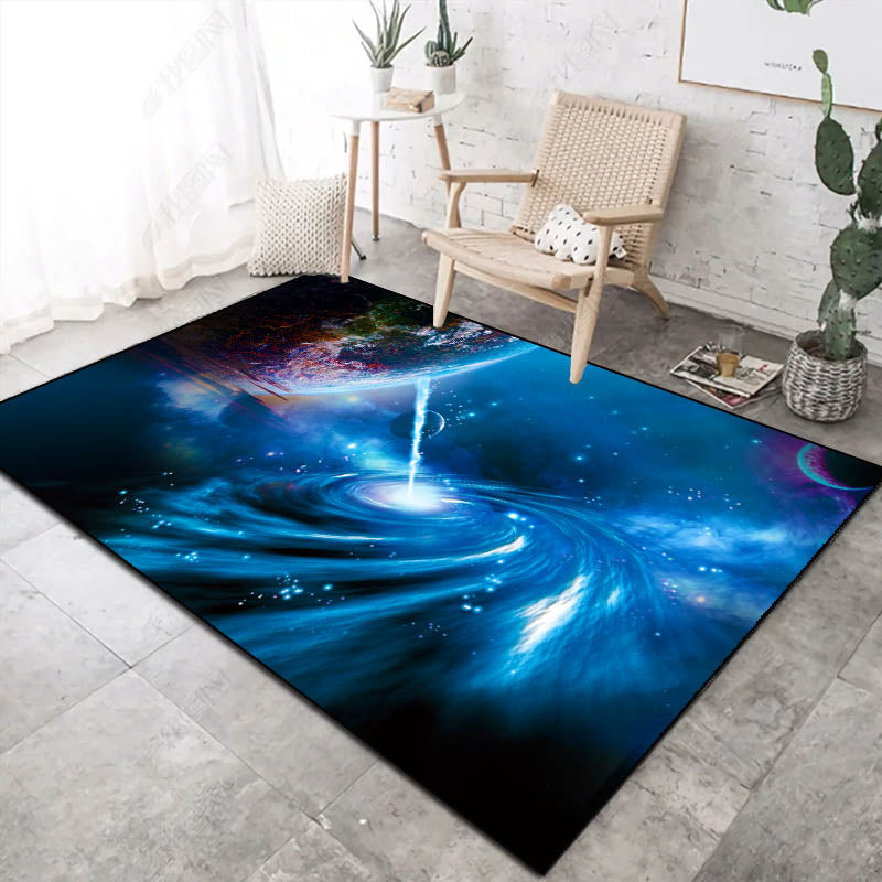 Neuheit Space Printed Teppich Mehrfarbiger Baumwollmischung Innenraum Teppich Pflegeleicht Haustierfreundlich Waschbarer Bereichsteppich für Raum