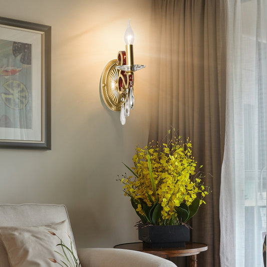 Frendorf | 1 Leichtmetall Wandleuchte Landhausstil Goldene Conen Schlafzimmer Wandleuchtenarmatur mit/ohne Schirm
