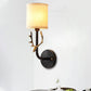 Frendorf | Metalen Elchen Wandleuchte Rustiek 1/2 Licht Woonkamer Wandmontage Lamp in Zwart/Goud met Cilindrische Stoffenkap