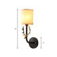 Frendorf | Metalen Elchen Wandleuchte Rustiek 1/2 Licht Woonkamer Wandmontage Lamp in Zwart/Goud met Cilindrische Stoffenkap