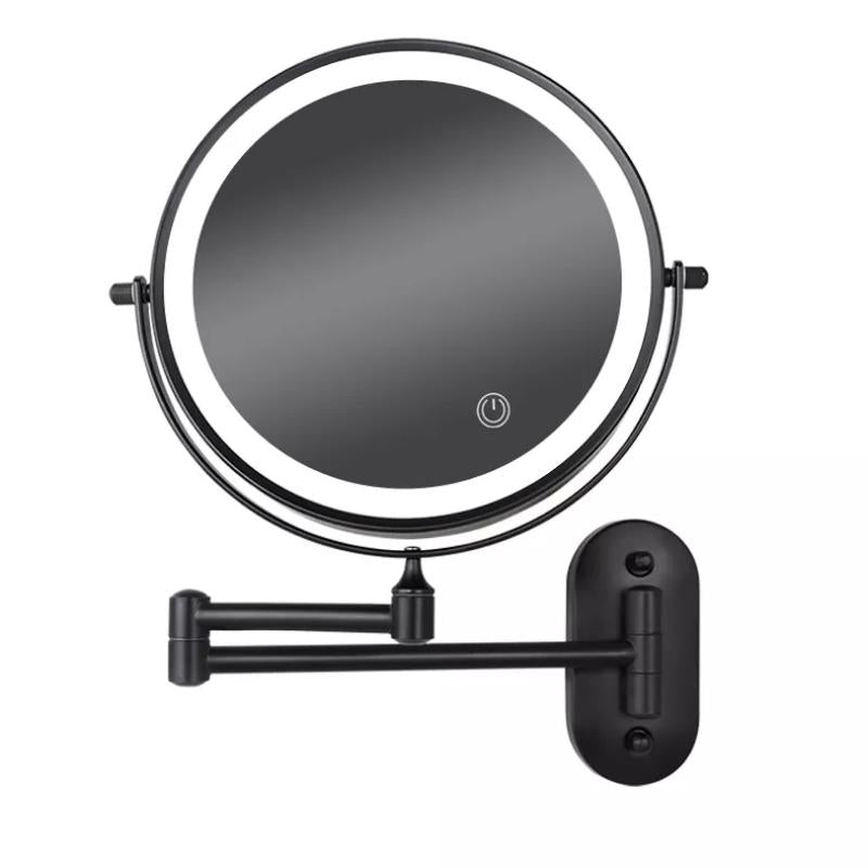 Frendorf | LumiMirror Schwarzer Wiederaufladbarer LED-Vergrößerungsspiegel | Make-up & Badezimmer | Elegantes Design