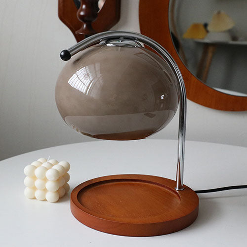 Frendorf | Melva Vintage Glasdom-Lampe mit Holzsockel | Schmelzendes Wachs | Dimmer | Stimmungslicht | Deko für Zuhause