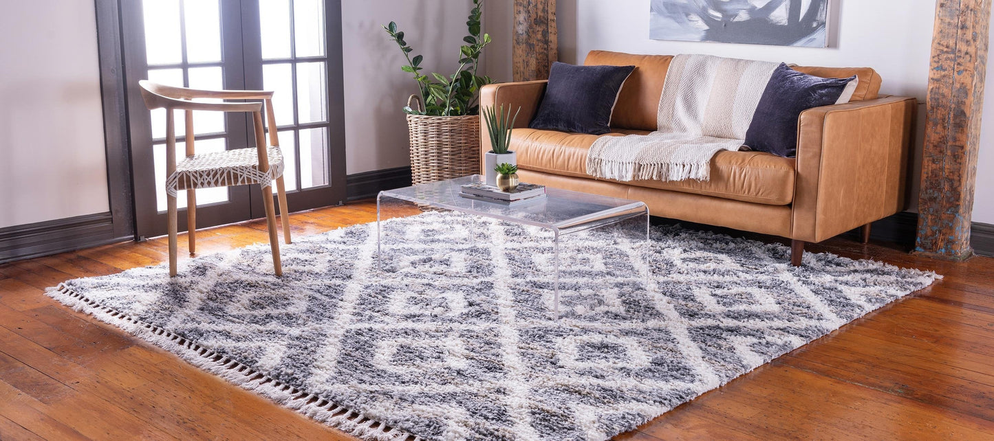 Frendorf | DiamondLuxe Shag - Teppich mit Diamantmuster | Shaggy Hochflorteppich | Weich & Modern | Perfekt für Wohnzimmer