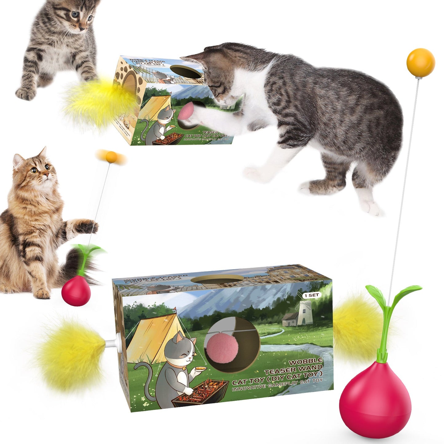 Cherry-Radies Wackel-Spielzeug – DIY Teaser-Spielstab für Katzen