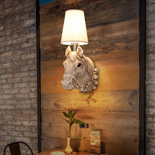 Frendorf | 1 Lichte Wandspot Verlichting Traditionele Paardenhaar Wandlamp Lichtarmatuur in Lichtbruin met Verloop Stoffen Shade