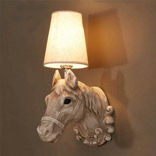 Frendorf | 1 Lichte Wandspot Verlichting Traditionele Paardenhaar Wandlamp Lichtarmatuur in Lichtbruin met Verloop Stoffen Shade